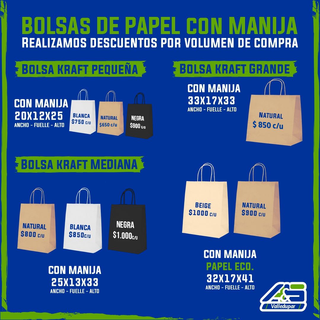 Bolsas de Papel Lisas Sin logo