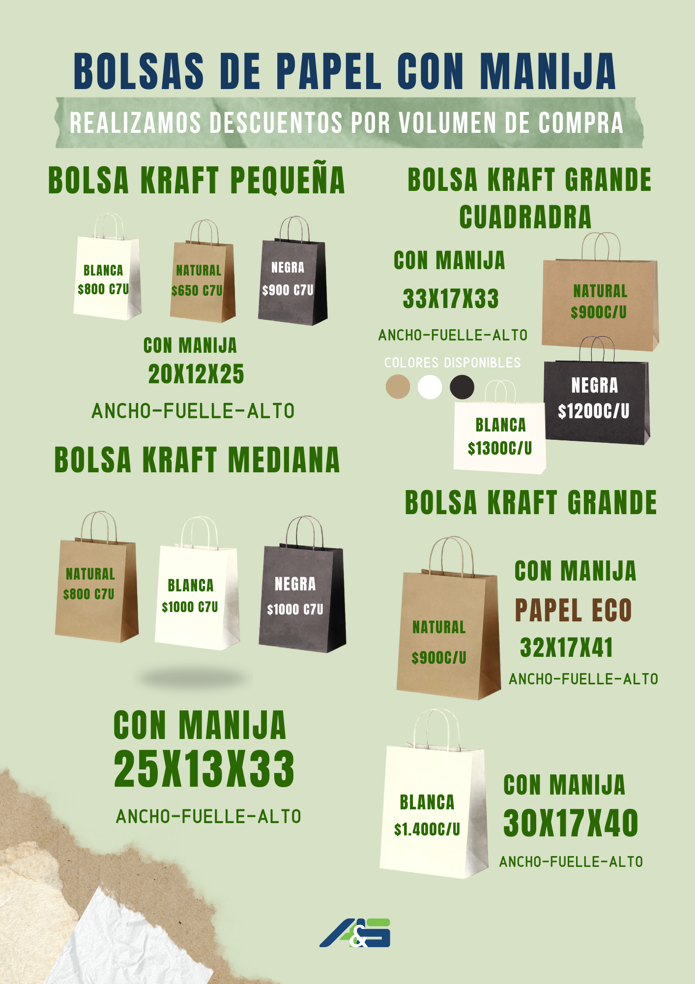 Bolsas de Papel Lisas Sin logo