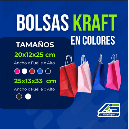 Bolsa kraft blanca con manigueta estampada en fucsia con el logo de una repostería