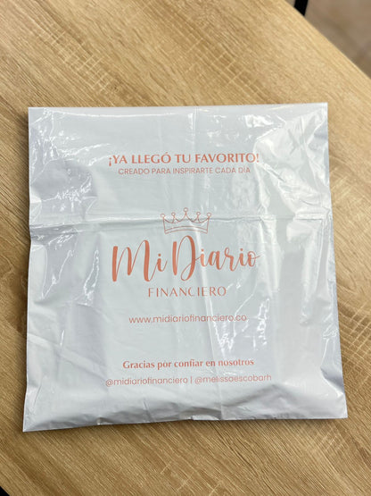 Bolsa de seguridad blanca estampada en rojo con cierre adhesivo