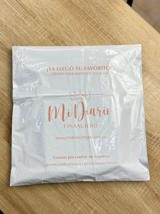 Bolsa de seguridad blanca estampada en rojo con cierre adhesivo