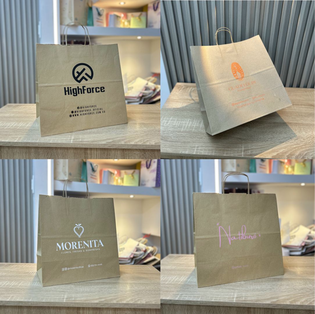 Bolsas Kraft personalizadas con Servicio de estampado.
