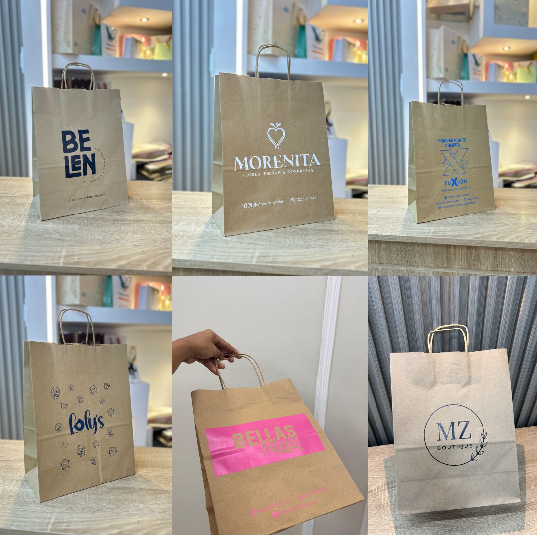 Bolsas Kraft personalizadas con Servicio de estampado.
